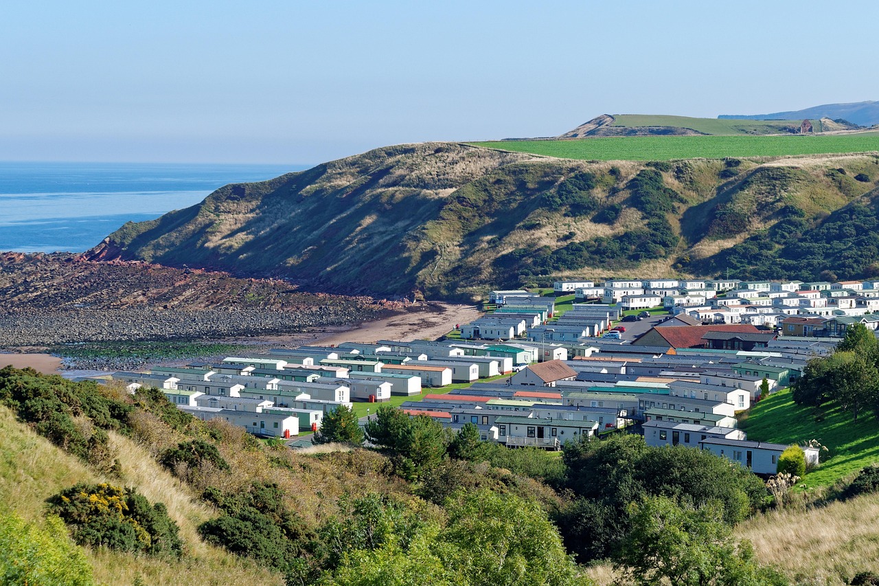 seaview, scenery, horizon, sea, caravan park, chalets, trees, sky, landscape, seascape, outdoor, scenic, tourism, view, seaside, coast, natural, coastal, vacation, shore, bay, sunny, nature, beach, coastline, relax, sand, caravan park, caravan park, caravan park, caravan park, caravan park
